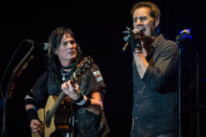 Kelly Keagy and Keri Kelli of Night Ranger performing "Sister Christian" at Old Shawnee Days in Shawnee, KS on June 3, 2017.