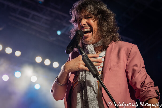 Foreigner frontman Kelly Hansen performing live in concert at the Missouri State Fair's Pepsi Grandstand in Sedalia, MO on August 16, 2019.