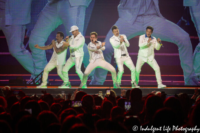 Boy band New Kids on the Block performing live during the "Mixtape" tour stop at Sprint Center in Kansas City, MO on May 7, 2019.